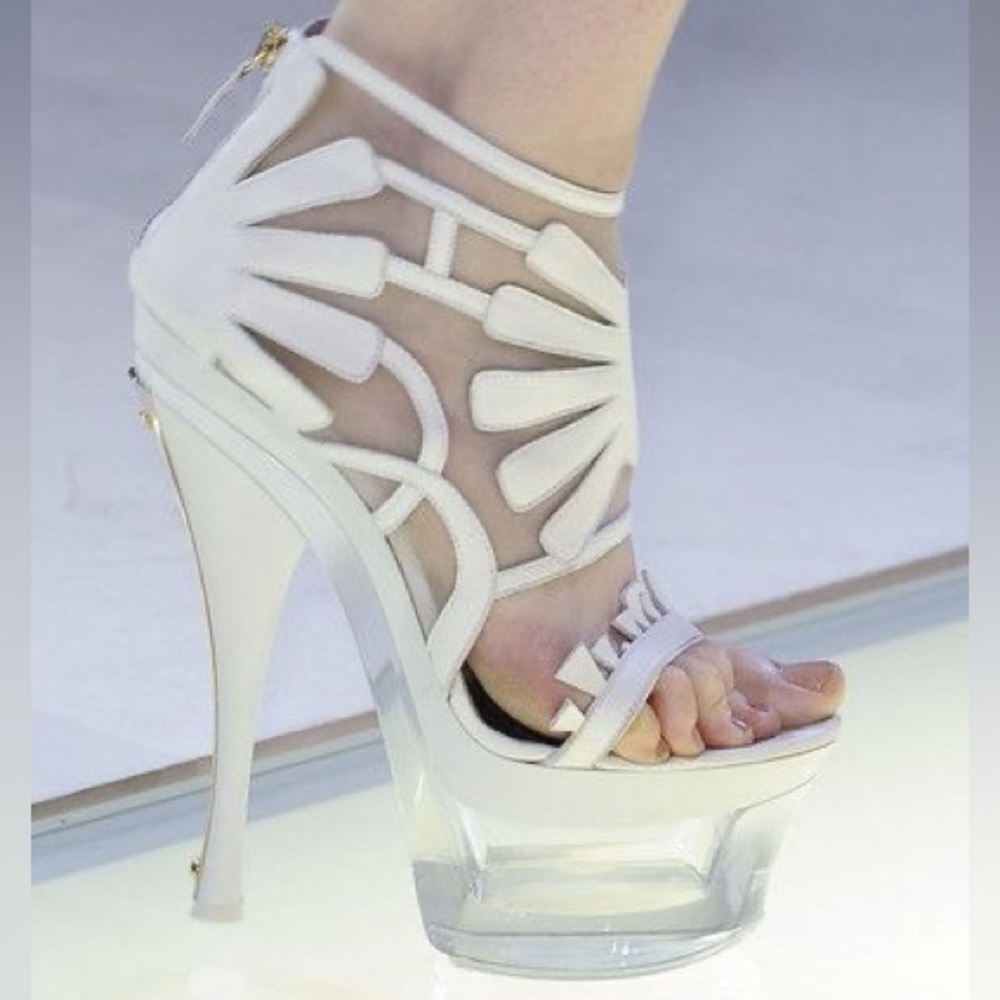 Versace White Platform Heels